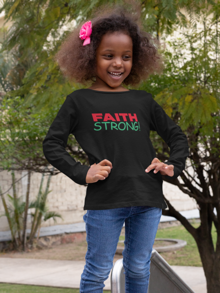 Faith Strong Wear Kids (Long Sleeve Cotton T-Shirt)