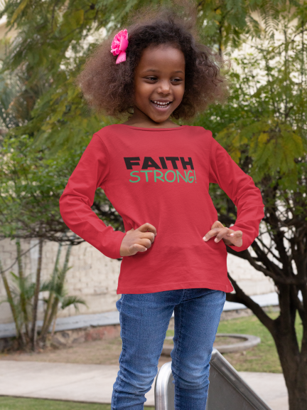 Faith Strong Wear Kids (Long Sleeve Cotton T-Shirt) 3