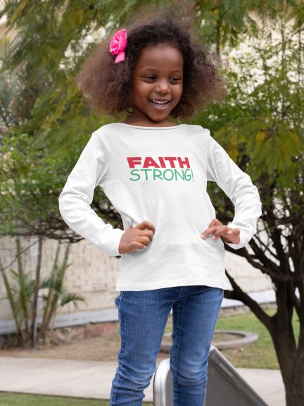 Faith Strong Wear Kids (Long Sleeve Cotton T-Shirt) 2