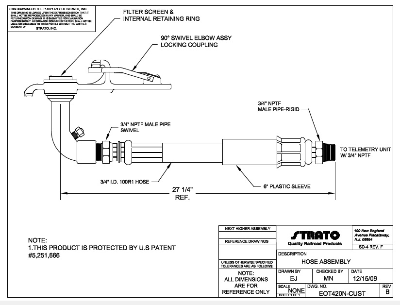 EOT420N - Hose Assembly with Iron 90 Swivel 