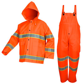 Rain Suit - Polyester/PVC - Large Hi Viz Orange