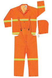Rain Suit - Polyester/PVC Suit - Orange Luminator - 3 Pak