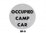 RF-5 - Blue Flag, Occupied Camp Car (Black Letters / White Background) Retro-Reflective